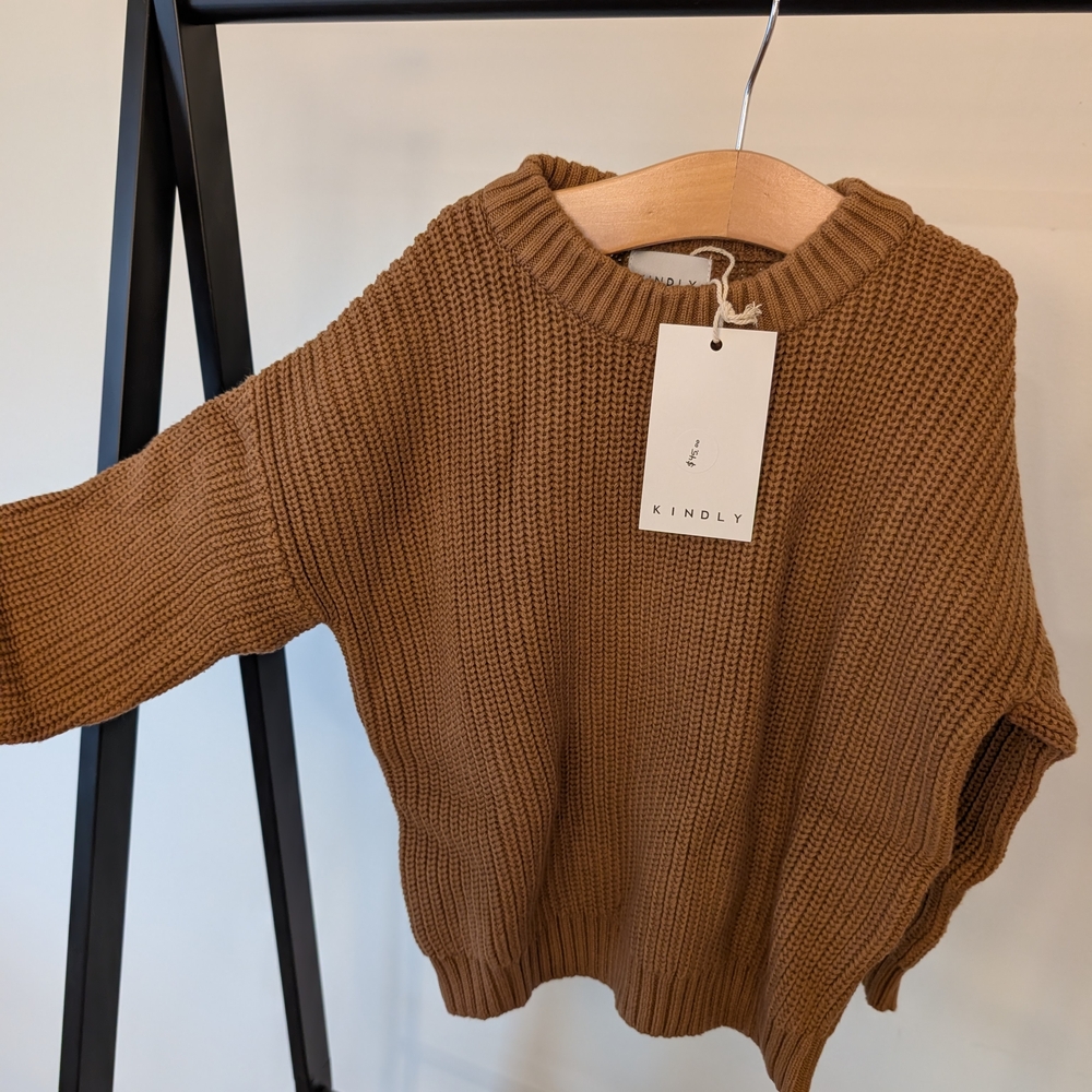 Girl's Cozy Knit Brown Sweater